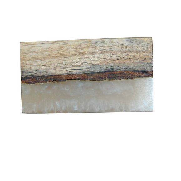 NEW Set of 6 Drawer Rectangle Pull Wooden Knobs Lot with Glass - Picture 4 of 8